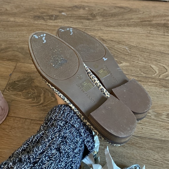 Lucky Brand Cahill Loafer Flat Leopard Women's 9.5 suede. Fold down heel Mule - Picture 8 of 9